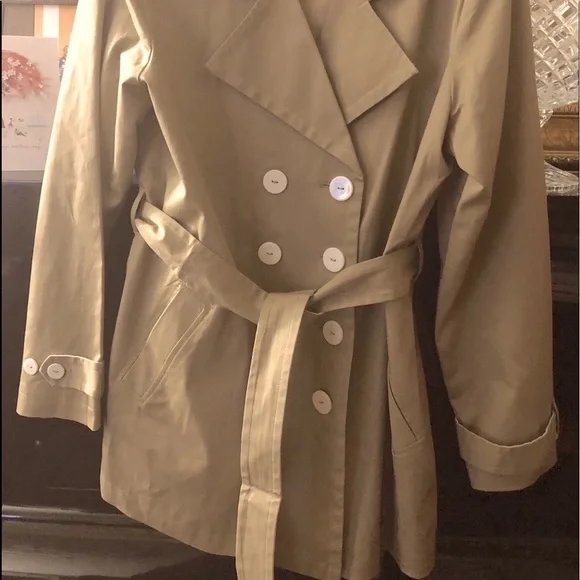 COPY - VINTAGE Linea by Louis Dell'Olio Trench Coat Women's L Tan Beige Brown - Picture 5 of 15
